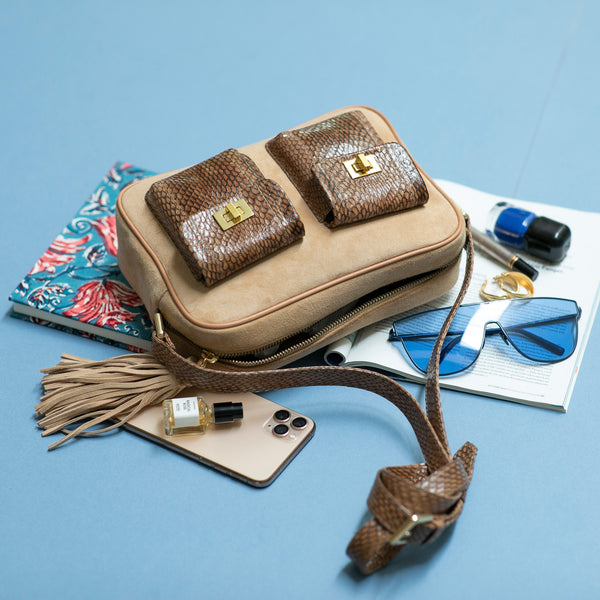 CAMBAG crossbody bag Canyon cobra and lamb suede Darsala