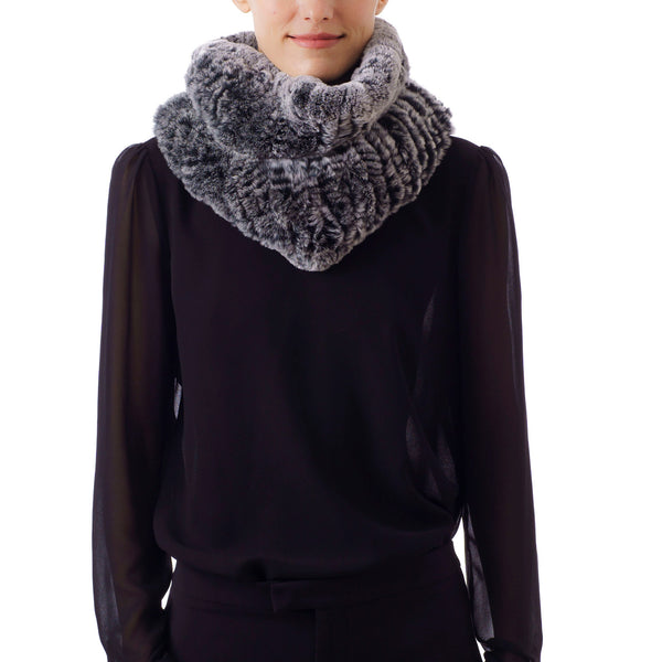 MERIBEL Grey round knitted  scarf
