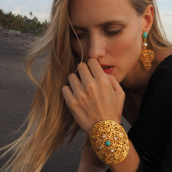 DEMETE adjustable bracelet gold-plated turquoise