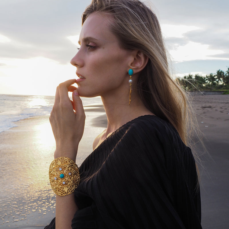 DEMETE adjustable bracelet gold-plated coral