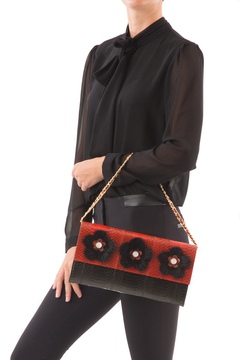 FURMEDABLE red clutch with shoulder strap