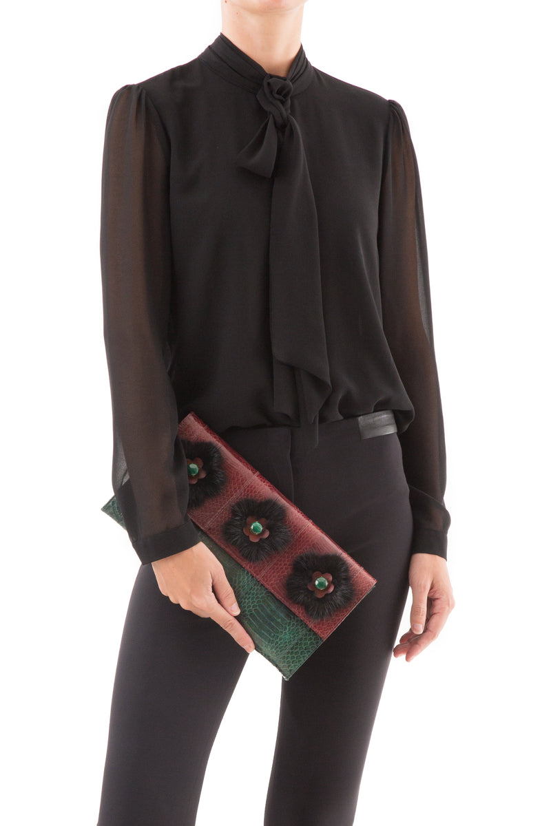FURMEDABLE green clutch with shoulder strap