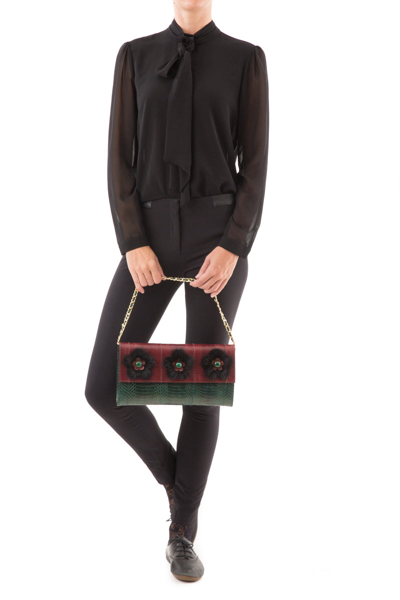 FURMEDABLE green clutch with shoulder strap