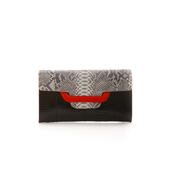 ULALAH black and red clutch bag with removable strap