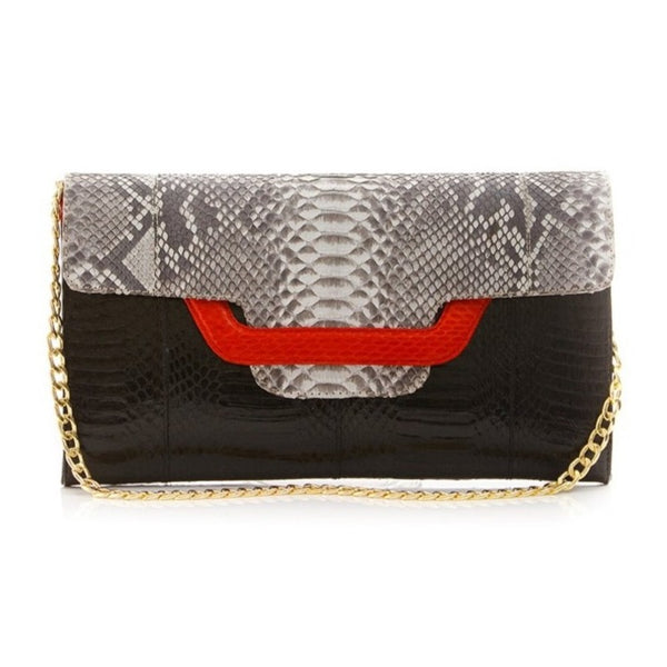 ULALAH black and red clutch bag with removable strap