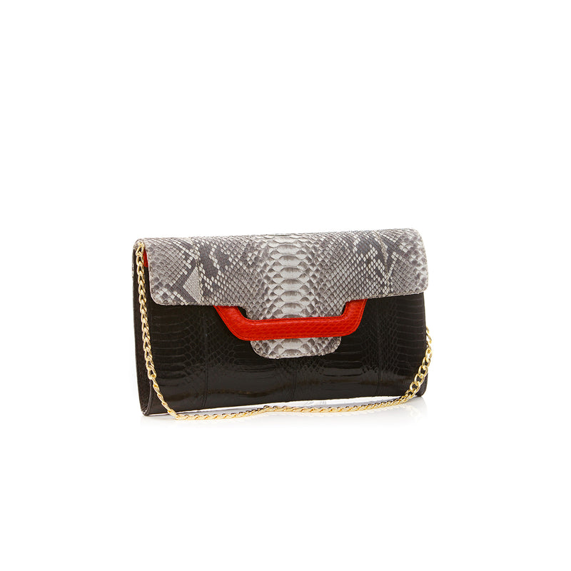 ULALAH black and red clutch bag with removable strap