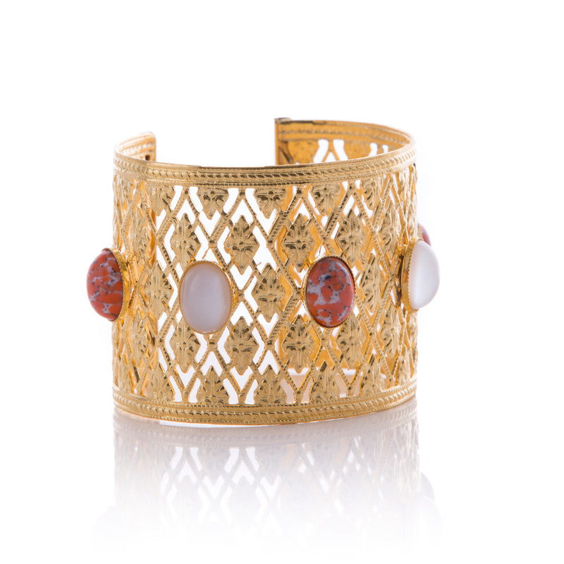 ANTIGONE bracelet gold-plated coral and pearl