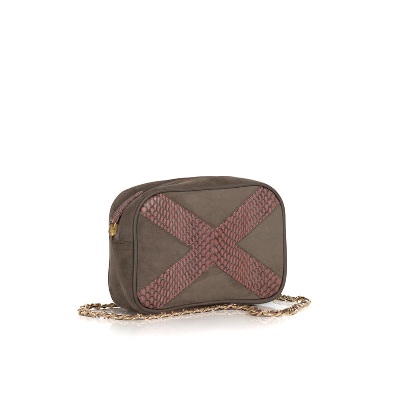 WANTOO, Two-in-one belt and crossbody bag, cognac cobra and lamb