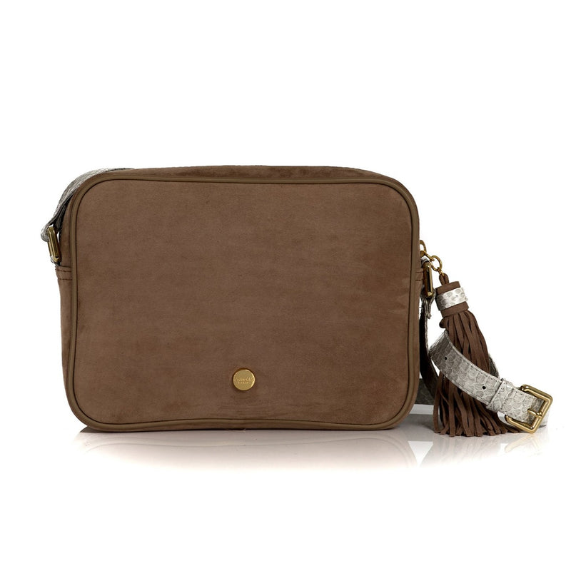CAMBAG, crossbody bag Open Sky and Taupe Suede