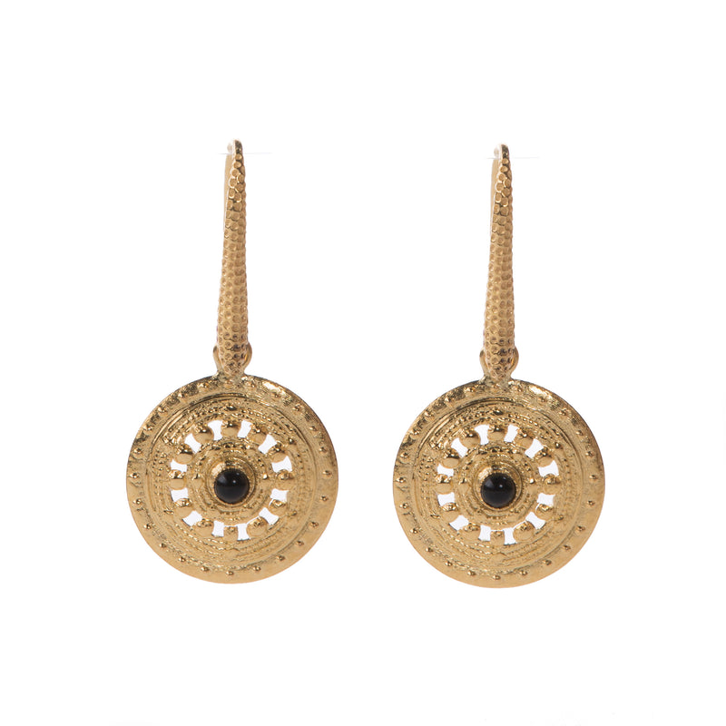 AGAFIA gold circle earrings in black