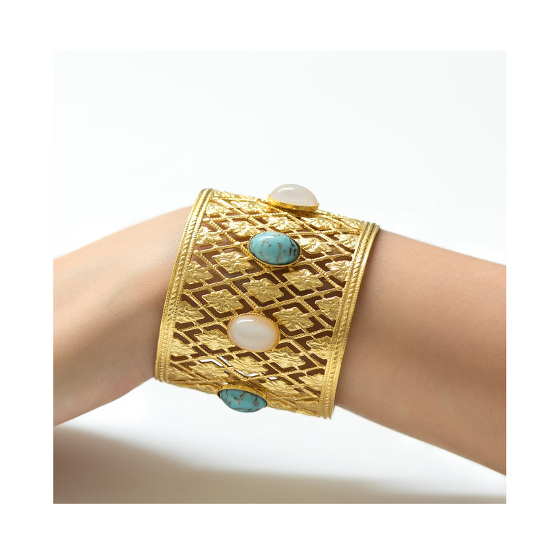 ANTIGONE bracelet gold-plated turquoise and pearl