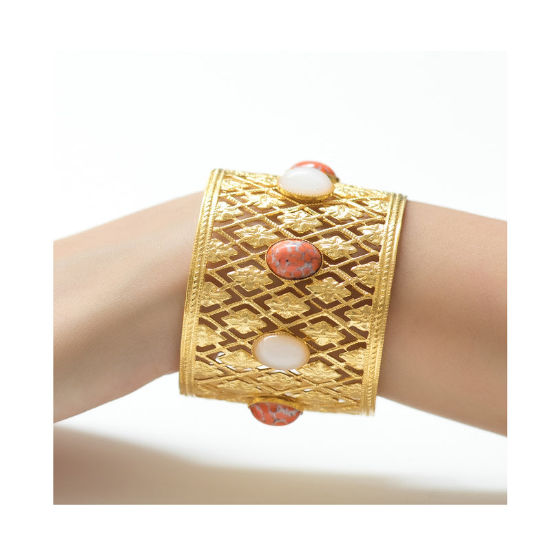 ANTIGONE bracelet gold-plated coral and pearl