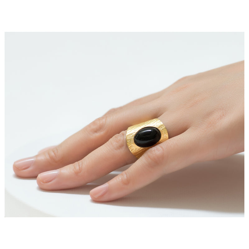 NEZA adjustable ring black agate