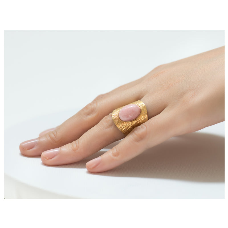 NEZA adjustable ring rhodochrosite stone