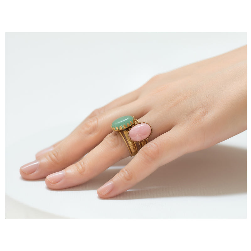 IRENE Adjustable Ring Aventurine Cabochon