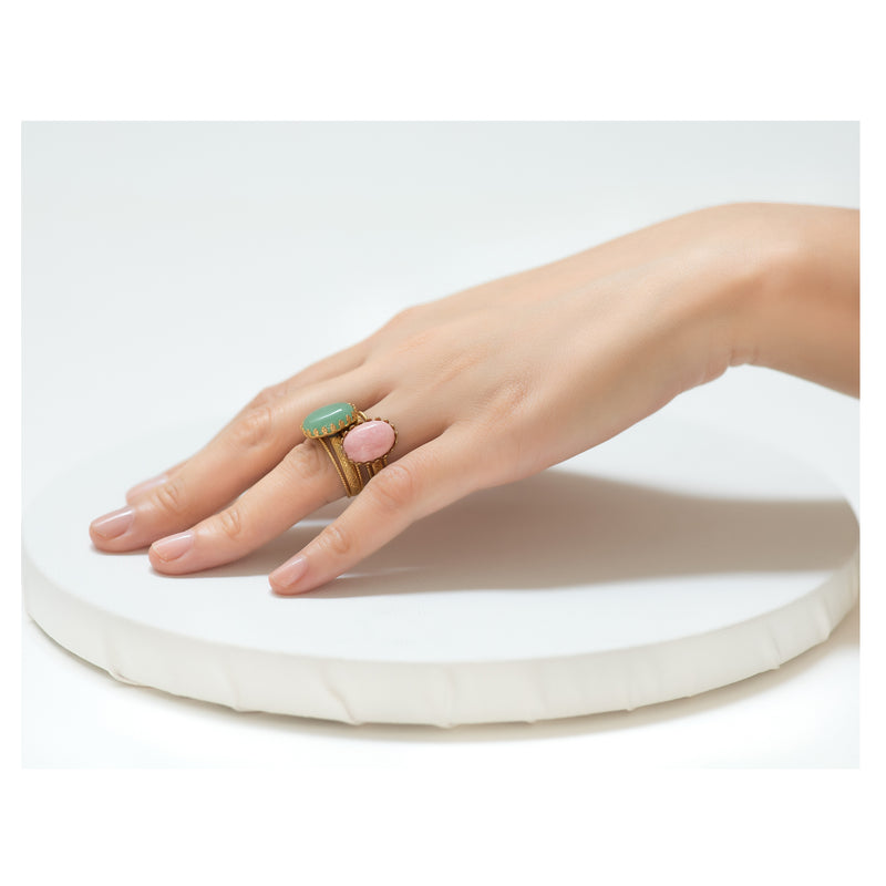 IRENE Adjustable Ring Aventurine Cabochon