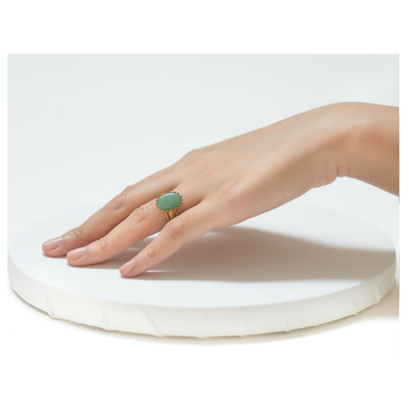 IRENE Adjustable Ring Aventurine Cabochon