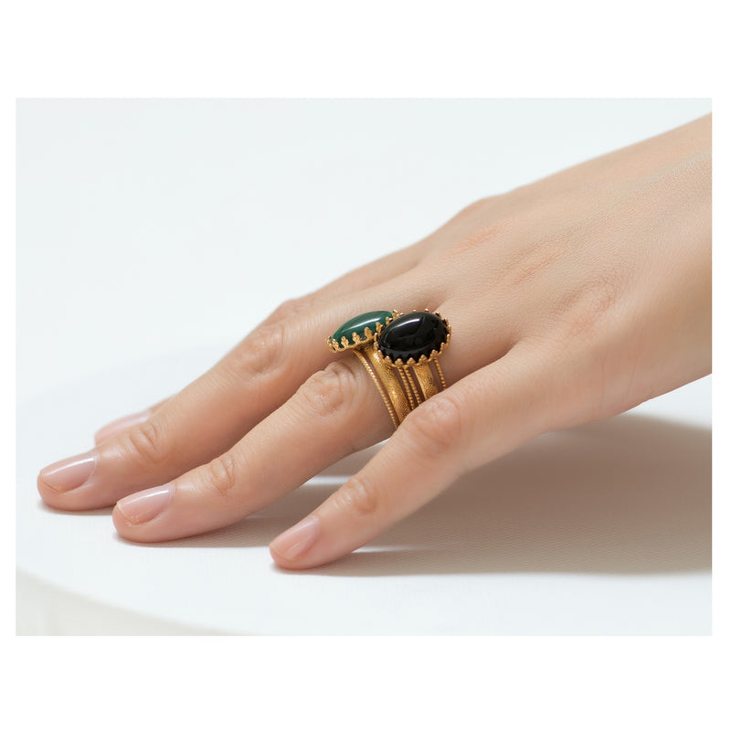 IRENE Adjustable Ring Black Agate