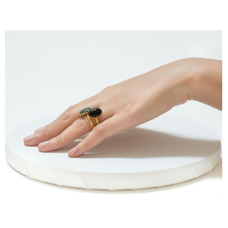 IRENE Adjustable Ring Black Agate