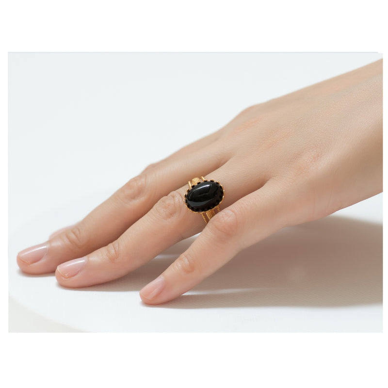 IRENE Adjustable Ring Black Agate