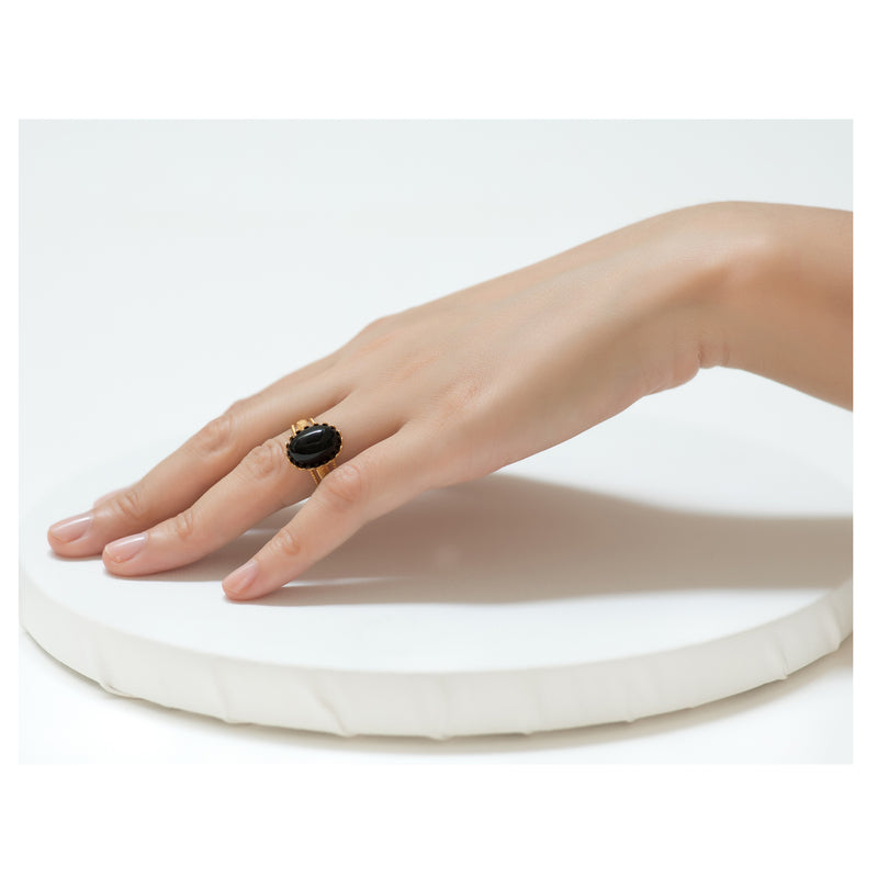 IRENE Adjustable Ring Black Agate