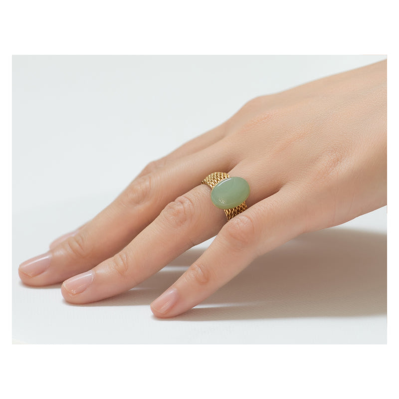 SHANTA mesh ring & aventurine cabochon