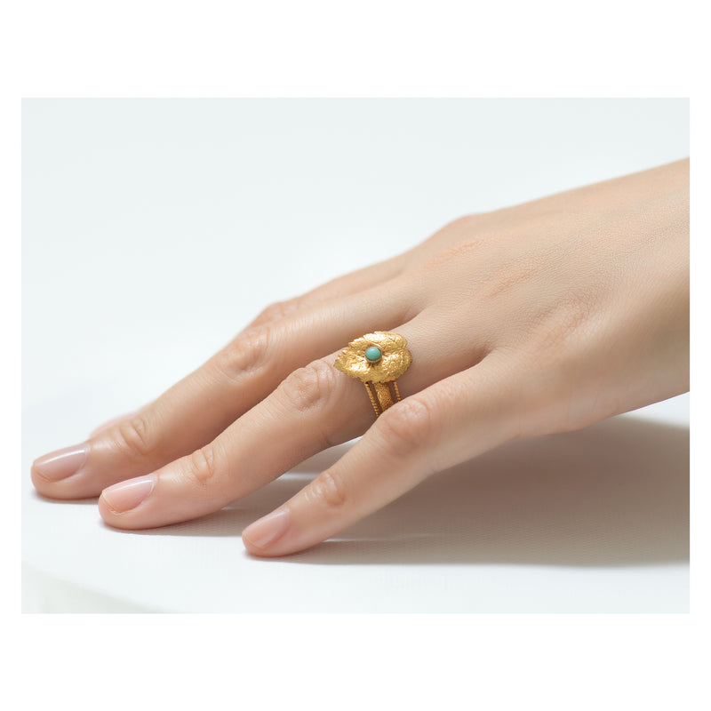 CLELIE Delicate Adjustable Leave Ring Turquoise