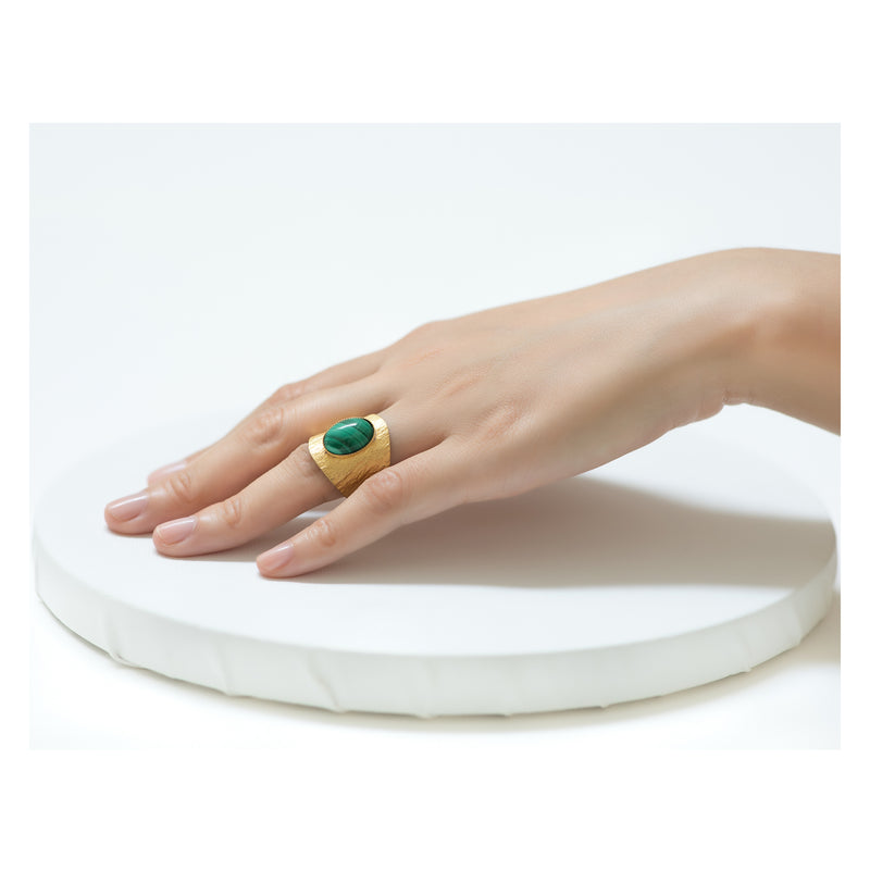 NEZA adjustable ring malachite stone