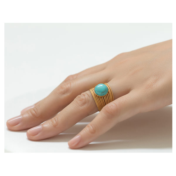ENEE,  Gold-Plated Ring with a turquoise stone