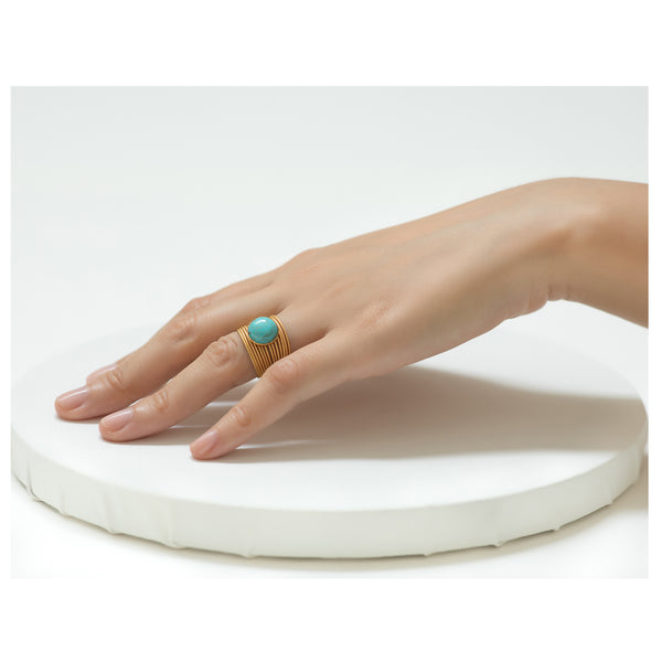 ENEE,  Gold-Plated Ring with a turquoise stone