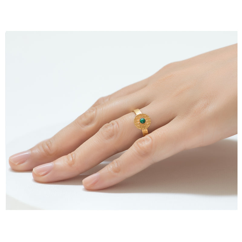 Kamar Adjustable Malachite Ring