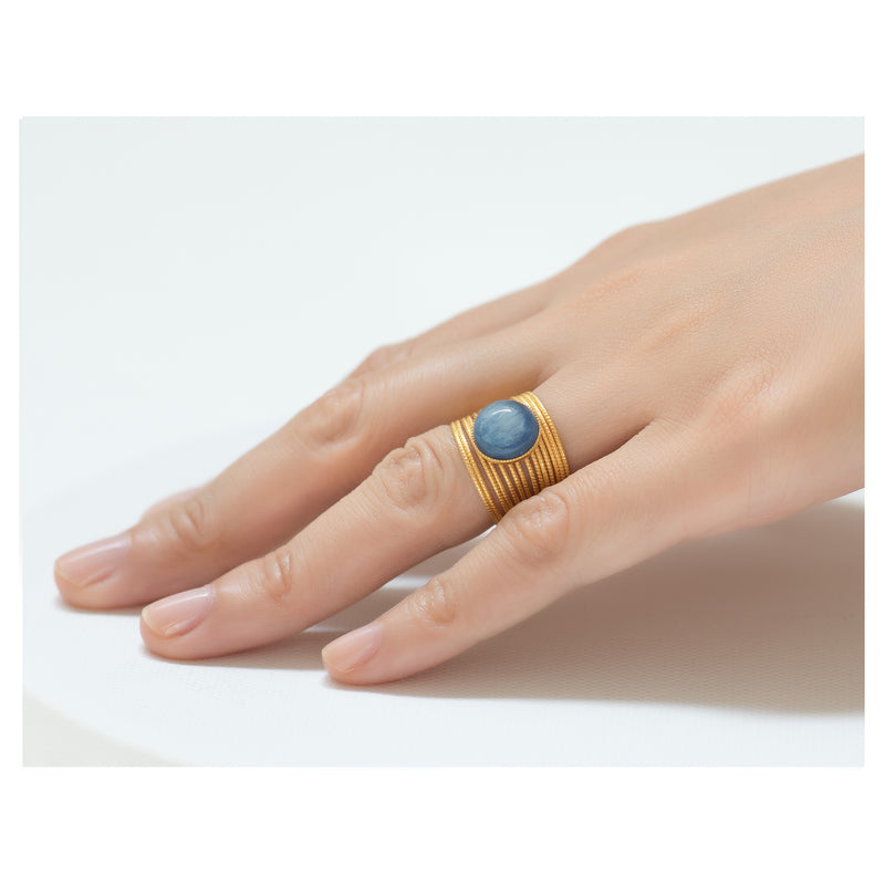 ENEE,  Gold-Plated Ring with a Cyanite Cabochon