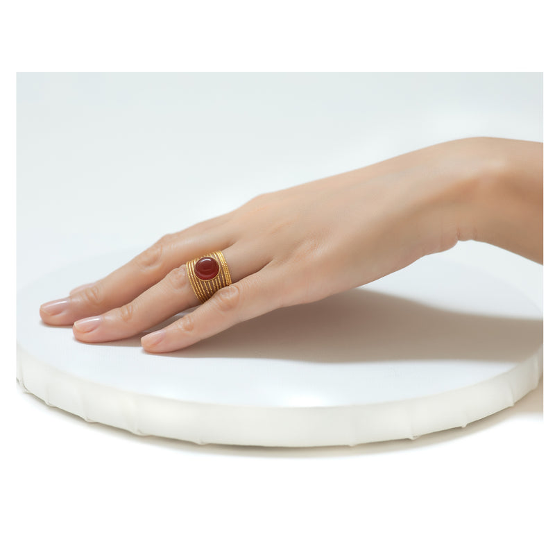ENEE,  Gold-Plated Ring with a Carnelian stone