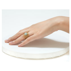 ENEE gold-plated ring with an aventurine stone