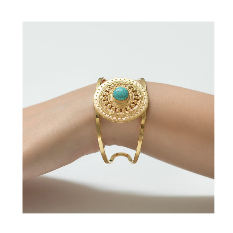 CALLISTA Bracelet with a vintage inspired element and turquoise cabochon
