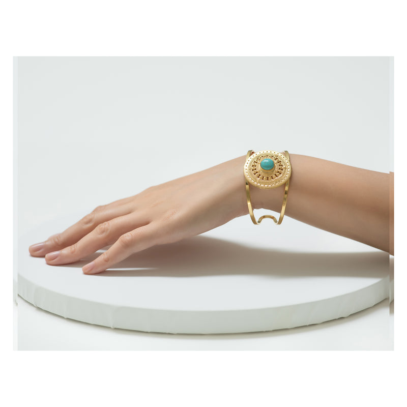 CALLISTA Bracelet with a vintage inspired element and turquoise cabochon