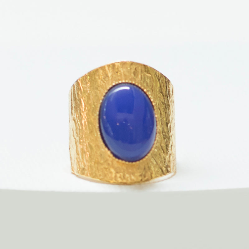 NEZA Adjustable Ring Blue agate cabochon