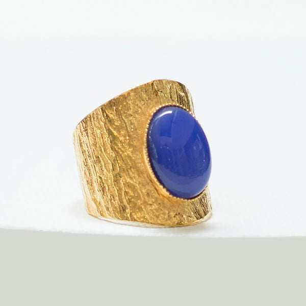 NEZA Adjustable Ring Blue agate cabochon