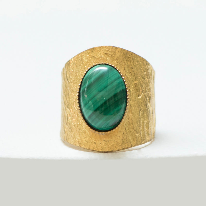 NEZA adjustable ring malachite stone