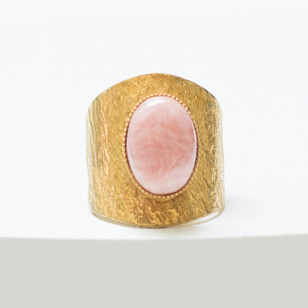 NEZA adjustable ring rhodochrosite stone