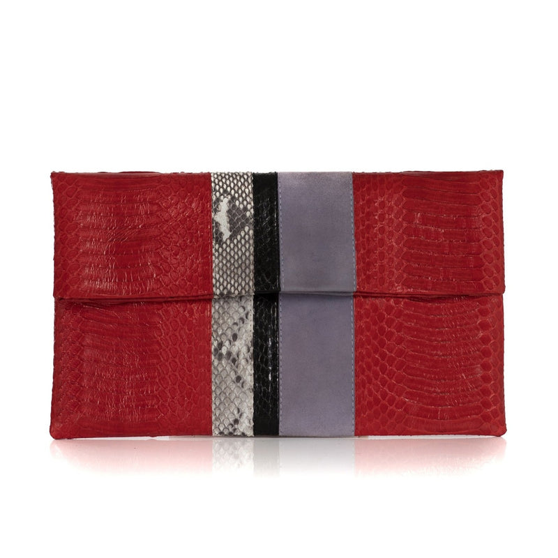 STRIPY clutch bag red