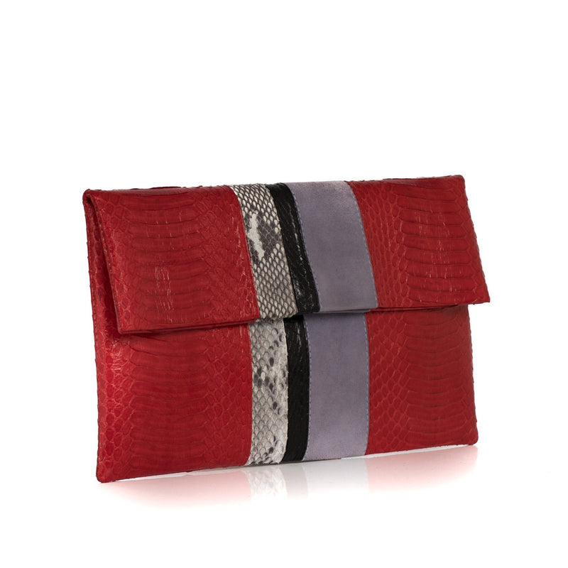 STRIPY clutch bag red