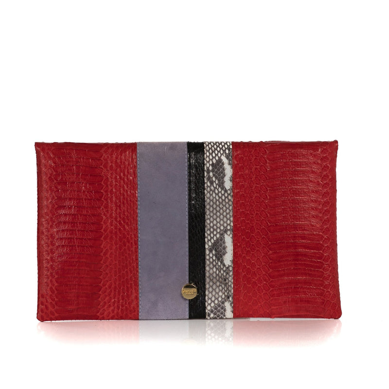 STRIPY clutch bag red