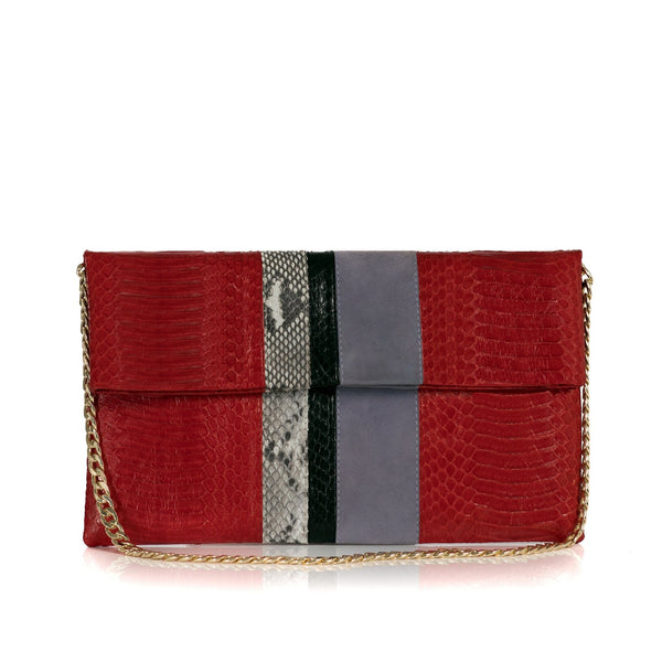 STRIPY clutch bag red