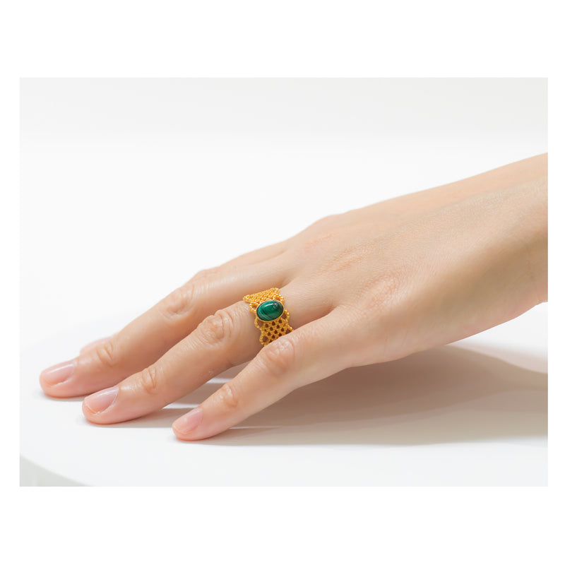 ZAELIS lace ring malachite