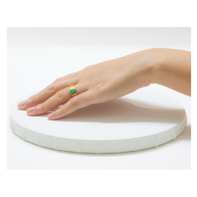 TANIS adjustable ring green agate