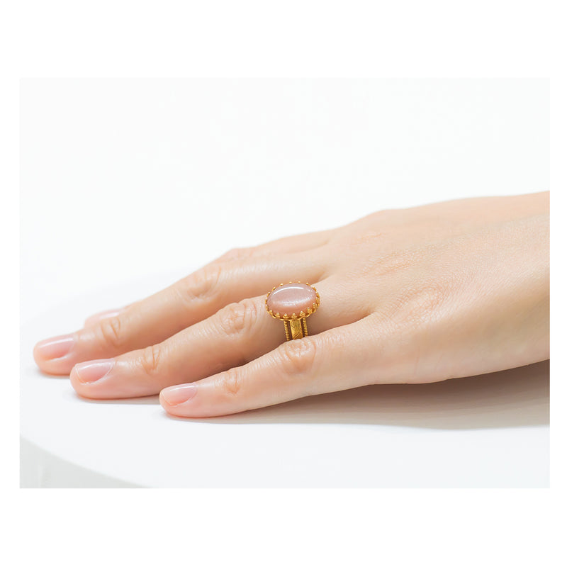 IRENE Adjustable Ring Pink Opal