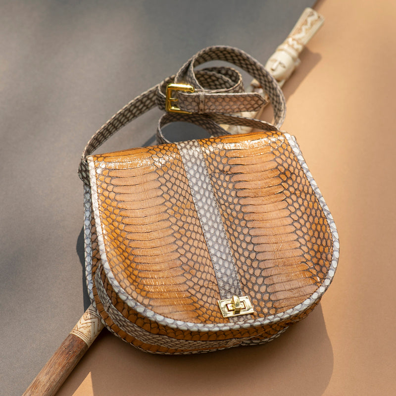 Cross Body Bag SOMINI Light Brown Cobra