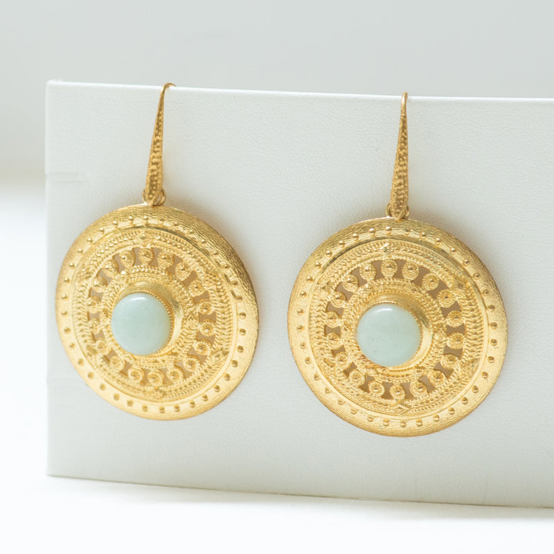 ILONA earrings gold-plated with an amazonite cabochon