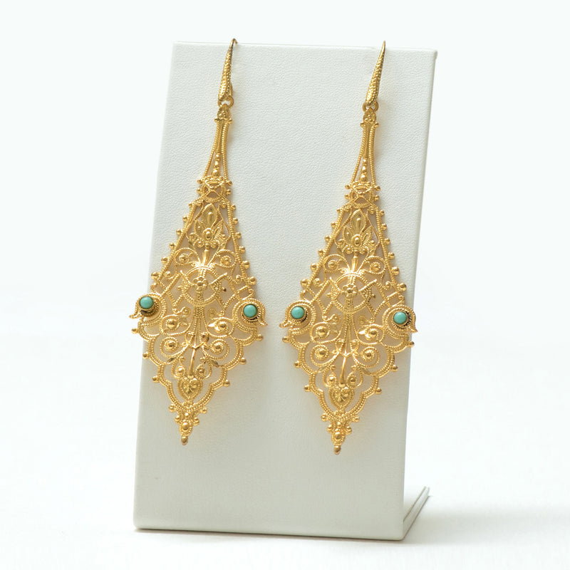 CHARLINE delicate filigree earrings turquoise